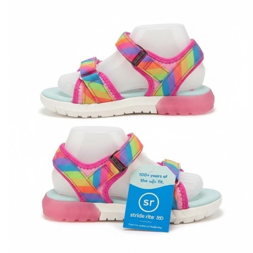 Stride Rite 360 Sevita Girls' Light-Up Sandals Rainbow, Size 13 New with tags